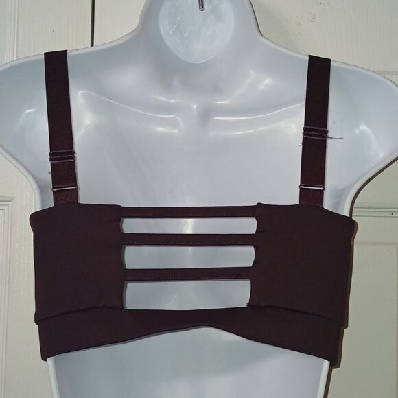 Mono B purple eggplant high impact sports bra adjustable strap Sz S Style AT6115 - Picture 4 of 5